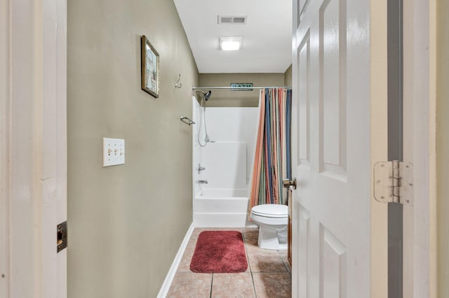 100 Treeann Ln, Ringgold, GA 30736 - full bathroom featuring tile patterned floors, toilet, baseboards, visible vents, and shower / tub combo with curtain
