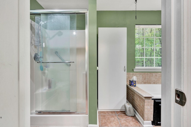 100 Treeann Ln, Ringgold, GA 30736 - full bath with a stall shower, a bath, tile patterned floors, and decorative backsplash