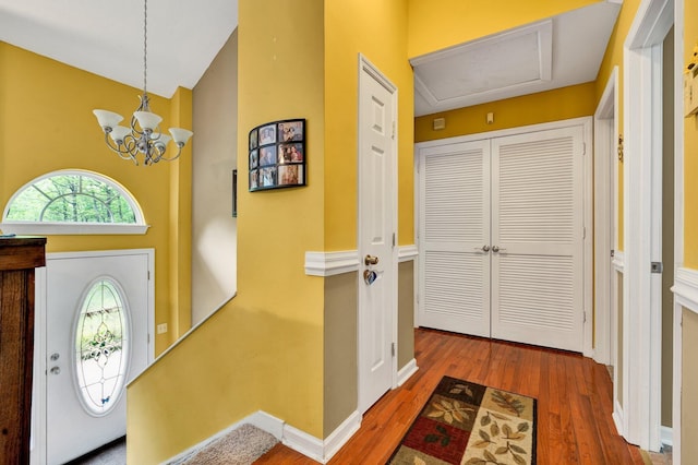 100 Treeann Ln, Ringgold, GA 30736 - entryway with an inviting chandelier, wood finished floors, baseboards, and a high ceiling