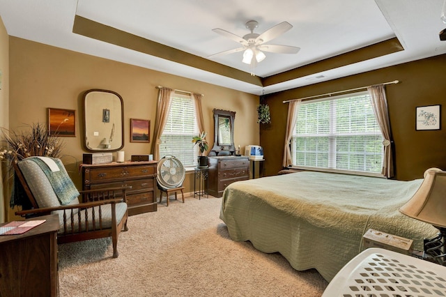 100 Treeann Ln, Ringgold, GA 30736 - bedroom featuring multiple windows, ceiling fan, carpet, and a tray ceiling