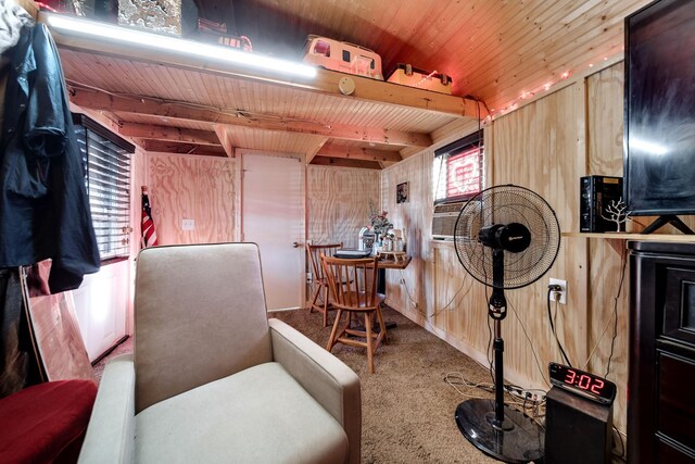 1308 Neelys Bend Rd, Madison, TN 37115 - interior space featuring wooden ceiling, beam ceiling, and carpet floors