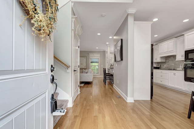 1199 Ben Hill Blvd, Nolensville, TN 37135 - entrance foyer featuring light wood-style floors, crown molding, and recessed lighting