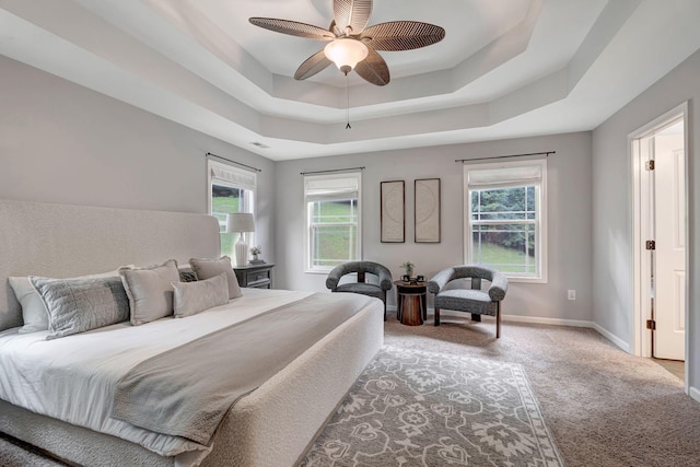 1199 Ben Hill Blvd, Nolensville, TN 37135 - bedroom featuring carpet, a raised ceiling, and ceiling fan