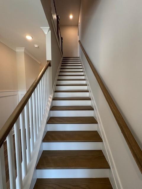 5738 Lennis Ln, Murfreesboro, TN 37129 - staircase featuring recessed lighting and ornamental molding