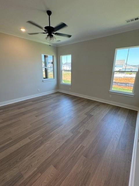 5738 Lennis Ln, Murfreesboro, TN 37129 - unfurnished room with dark wood finished floors, a ceiling fan, crown molding, and recessed lighting