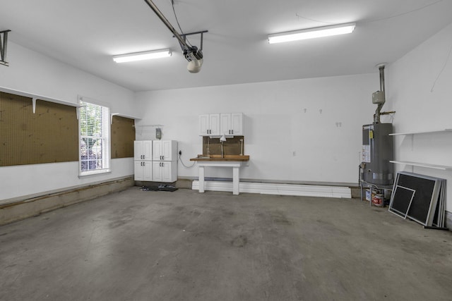 garage with gas water heater