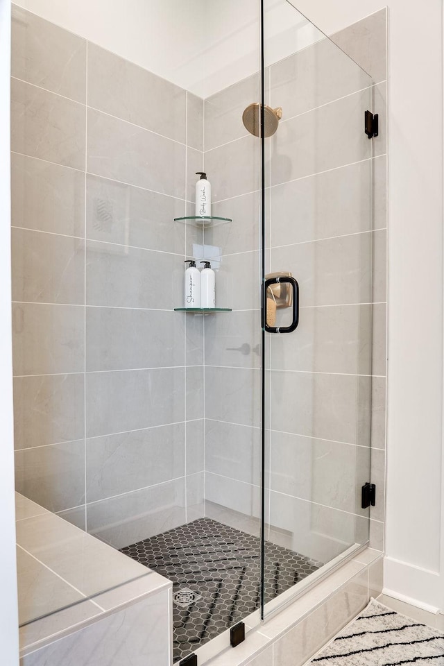 bathroom featuring a shower stall