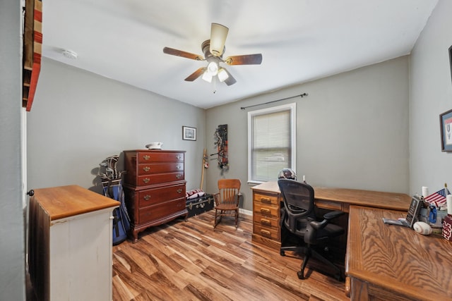 102 Lakeside Dr, Columbia, TN 38401 - office area featuring baseboards, ceiling fan, and light wood-style flooring