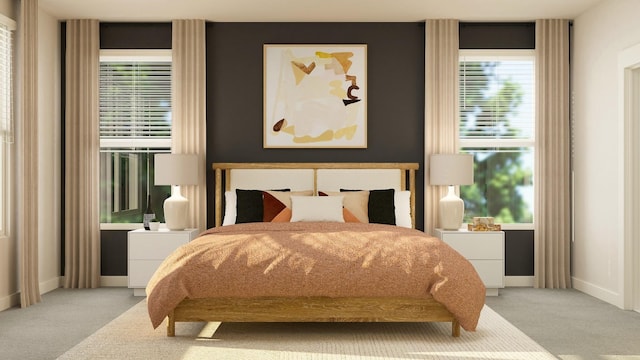 carpeted bedroom with baseboards