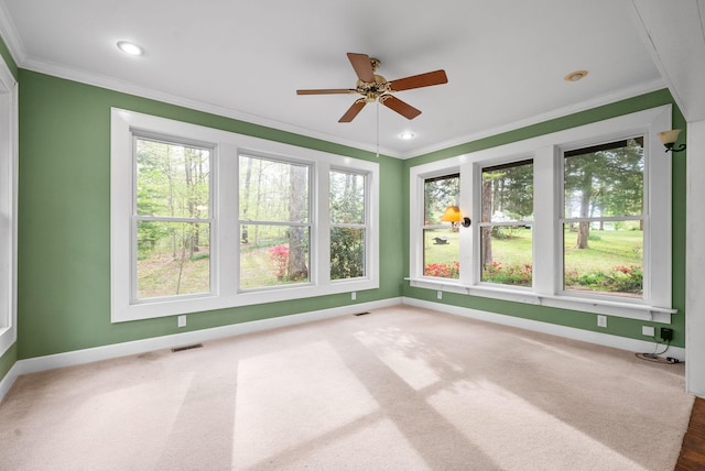 1331 Hutcheson Ln, Clarksville, TN 37040 - carpeted empty room featuring crown molding, recessed lighting, a ceiling fan, and baseboards