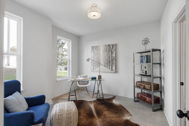 office area featuring baseboards