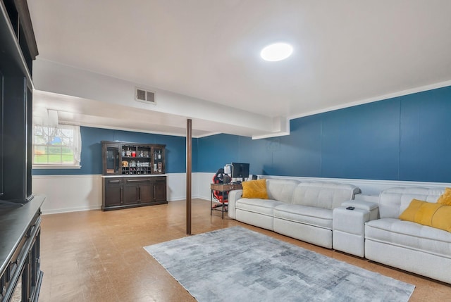 93 Hilltop Dr, Columbia, TN 38401 - living area featuring indoor bar, tile patterned floors, and visible vents