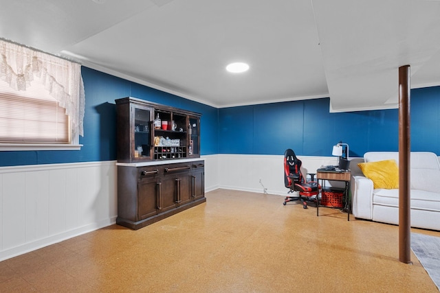 93 Hilltop Dr, Columbia, TN 38401 - office space with light floors, a decorative wall, and wainscoting