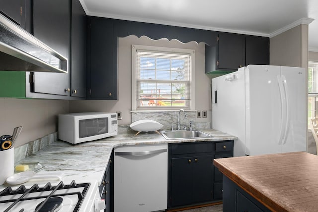 93 Hilltop Dr, Columbia, TN 38401 - kitchen featuring white appliances, under cabinet range hood, a sink, and light countertops