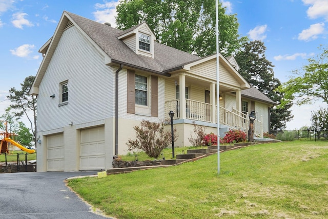 93 Hilltop Dr, Columbia, TN 38401 - view of front of house featuring roof with shingles, fence, a garage, covered porch, and driveway