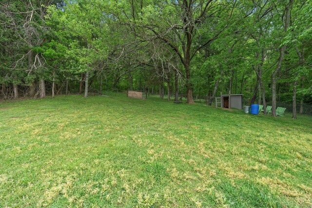 3055 Carters Creek Pike, Franklin, TN 37064 - view of yard with a storage unit, an outdoor structure, and a view of trees