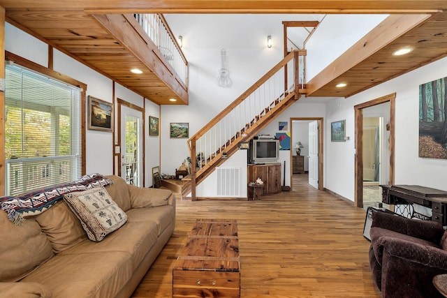 108 Lanham Ln, Monroe, TN 38573 - living area with stairway, wood finished floors, recessed lighting, and visible vents