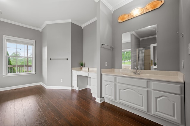 830 Blakemore Rd, Dickson, TN 37055 - bathroom with baseboards, a wealth of natural light, wood finished floors, and ornamental molding