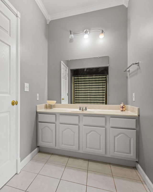 830 Blakemore Rd, Dickson, TN 37055 - bathroom with crown molding, a sink, baseboards, and tile patterned floors