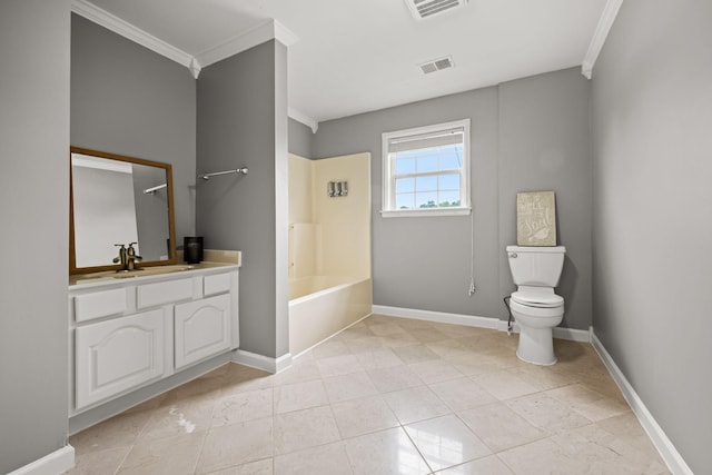 830 Blakemore Rd, Dickson, TN 37055 - bathroom featuring baseboards, visible vents, and ornamental molding