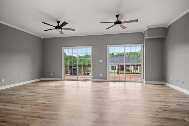 830 Blakemore Rd, Dickson, TN 37055 - spare room with crown molding, a ceiling fan, and wood finished floors