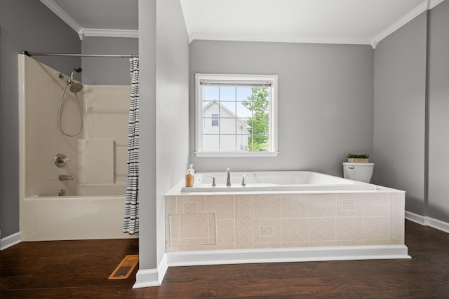 830 Blakemore Rd, Dickson, TN 37055 - full bathroom featuring crown molding, baseboards, and wood finished floors
