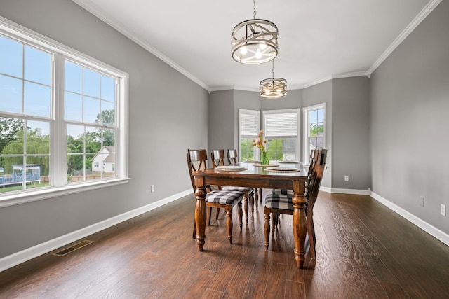 830 Blakemore Rd, Dickson, TN 37055 - dining room with a chandelier, baseboards, visible vents, and dark wood finished floors