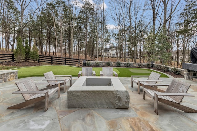 7091 Anna Dr, Brentwood, TN 37027 - view of patio / terrace with a fire pit and a fenced backyard
