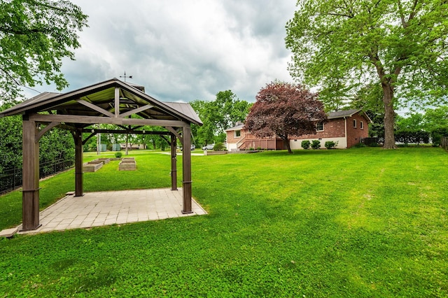 view of yard with a gazebo and a patio area