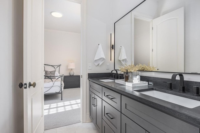 9710 Onyx Ln, Brentwood, TN 37027 - bathroom with a sink, ornamental molding, and double vanity