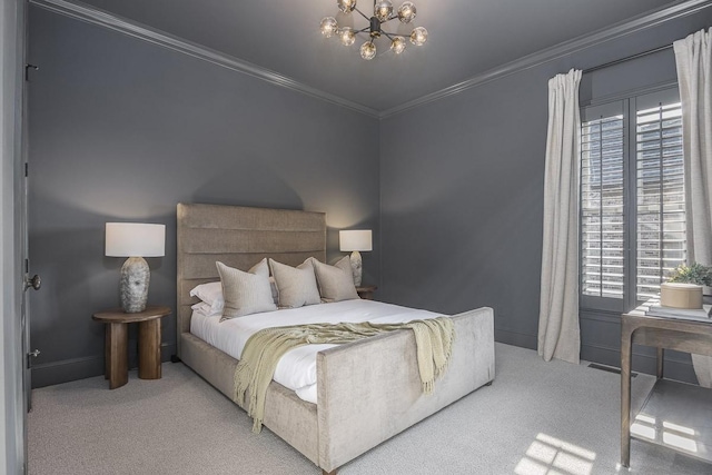 9710 Onyx Ln, Brentwood, TN 37027 - carpeted bedroom with an inviting chandelier and crown molding