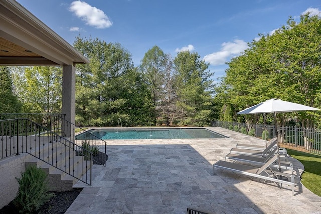 9710 Onyx Ln, Brentwood, TN 37027 - view of swimming pool with a fenced in pool, fence, a patio, and stairway