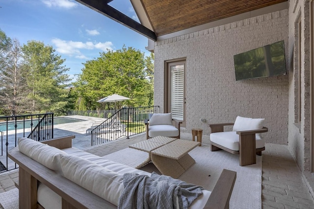 9710 Onyx Ln, Brentwood, TN 37027 - view of patio with a fenced in pool and an outdoor living space