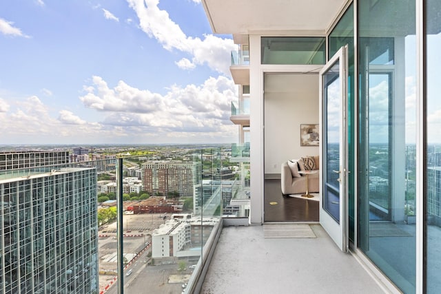 balcony with a view of city