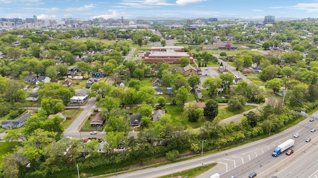 drone / aerial view featuring a city view