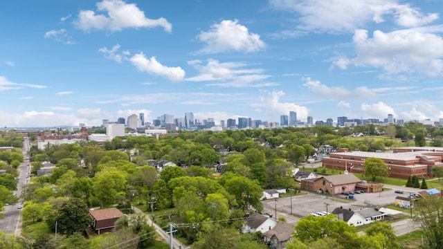 bird's eye view with a city view