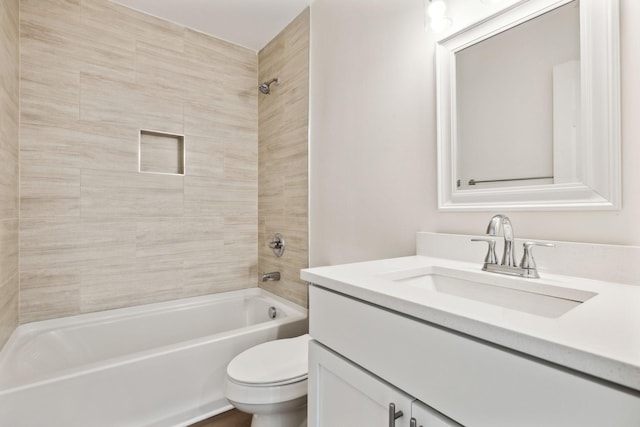 full bathroom with shower / washtub combination, toilet, and vanity