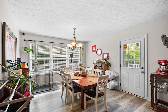204 Commanche Dr, Hohenwald, TN 38462 - dining room with an inviting chandelier, baseboards, wood-type flooring, and a textured ceiling