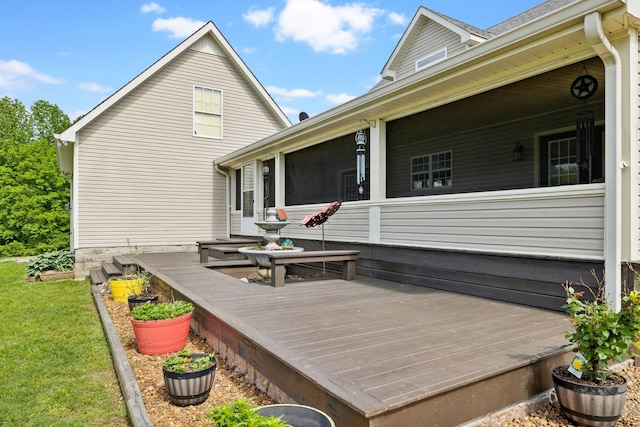 deck featuring a sunroom