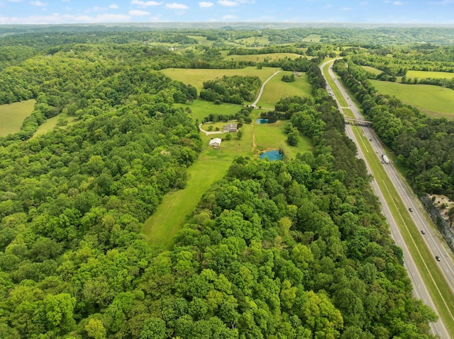 bird's eye view with a view of trees