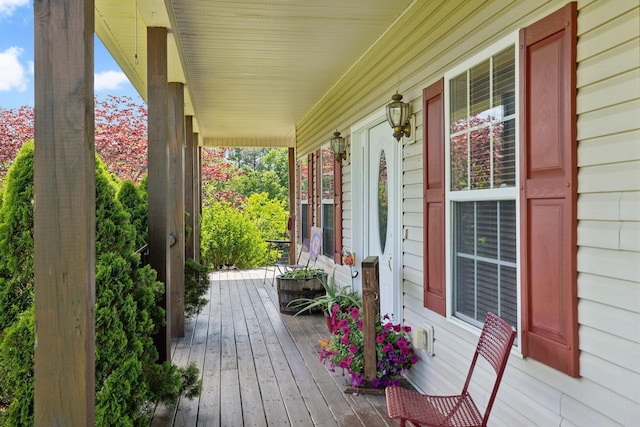 wooden terrace with covered porch