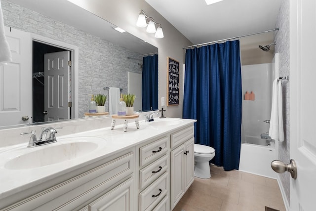 1356 Sayles Cir, Lawrenceburg, TN 38464 - full bath with double vanity, shower / tub combo, toilet, and a sink