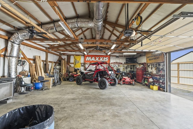 garage with a garage door opener