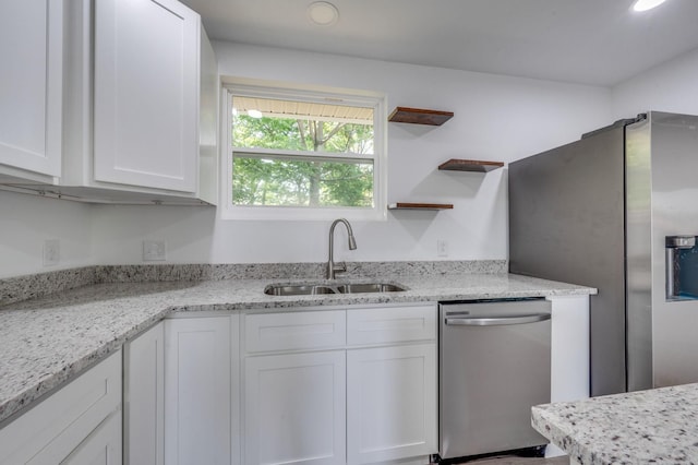 117 Apollo Ct W, Antioch, TN 37013 - kitchen with white cabinetry, appliances with stainless steel finishes, and a sink
