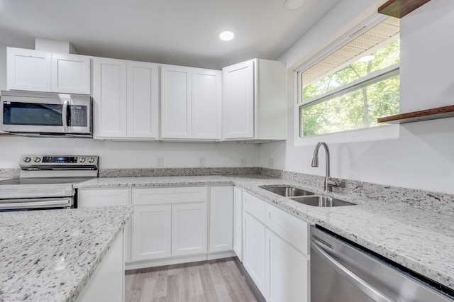 117 Apollo Ct W, Antioch, TN 37013 - kitchen with recessed lighting, a sink, white cabinetry, and appliances with stainless steel finishes
