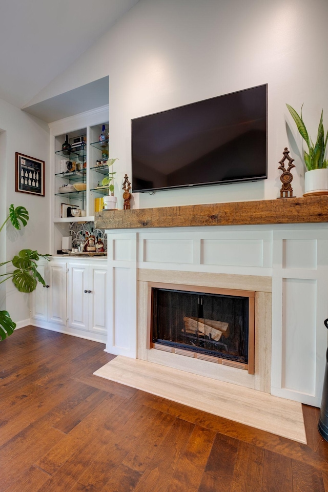 231 Westchase Dr, Nashville, TN 37205 - details featuring built in features, wood finished floors, and a fireplace