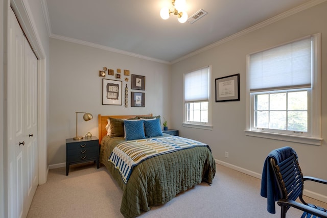 231 Westchase Dr, Nashville, TN 37205 - carpeted bedroom featuring crown molding, a closet, and baseboards