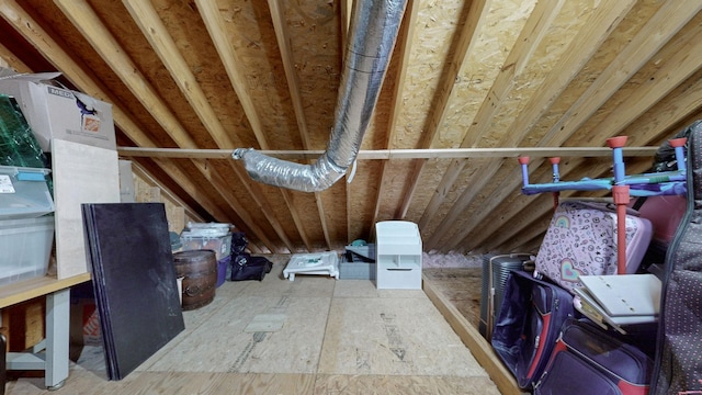 view of unfinished attic