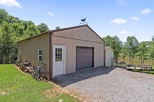 detached garage with driveway
