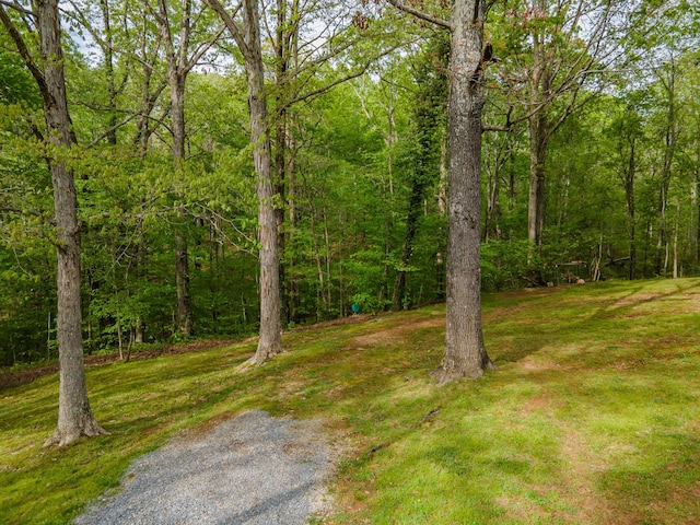 exterior space featuring a view of trees